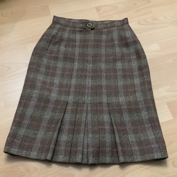 Salvador’s Ferragamo Vintage Wool Tweed Pencil Skirt Brown Tan Black Size 40 US4 - Picture 14 of 16
